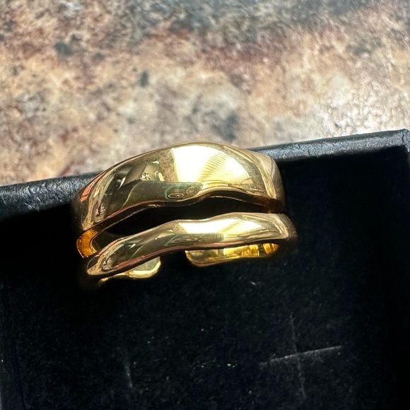 Adjustable 14k vermeil - Sterling Silver gold double Ring 925 - Picture 11 of 13